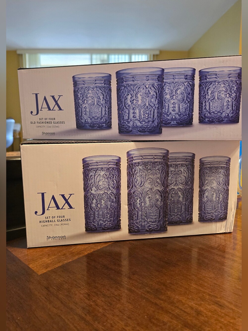 Jax Blue 4 Old Fashioned Glasses and 4 Highball Glasses